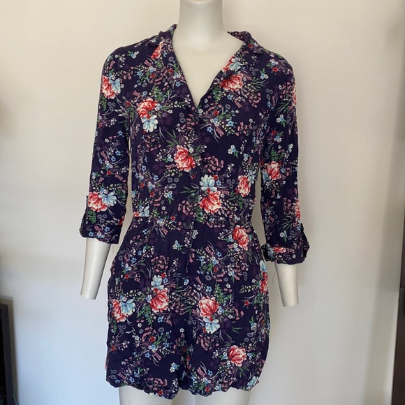 ๐ 2/$25 ModCloth So Field With Joy Purple Floral Romper - Picture 2 of 6